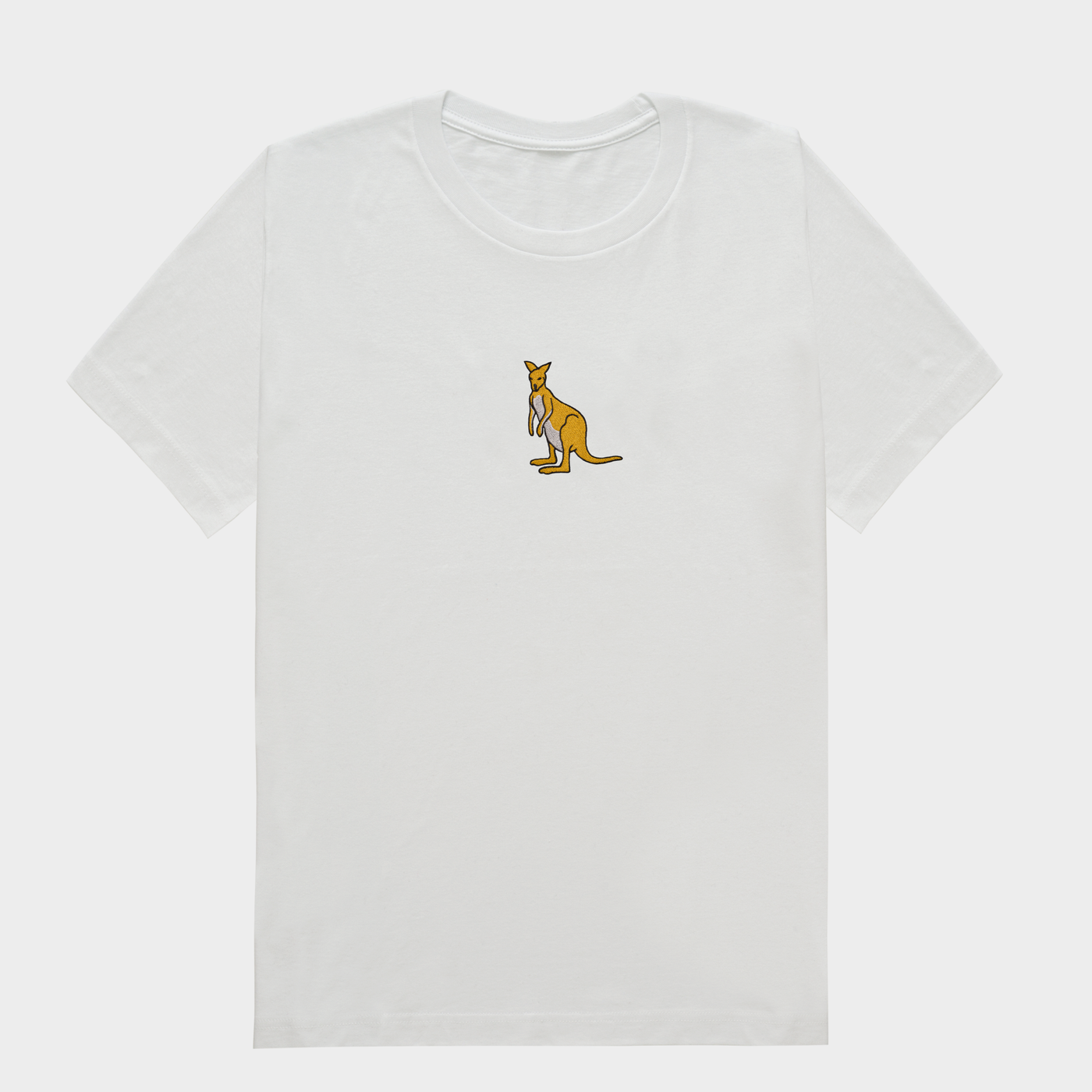 Bobby's Planet Men's Embroidered Kangaroo T-Shirt from Australia Down Under Animals Collection in White Color#color_white