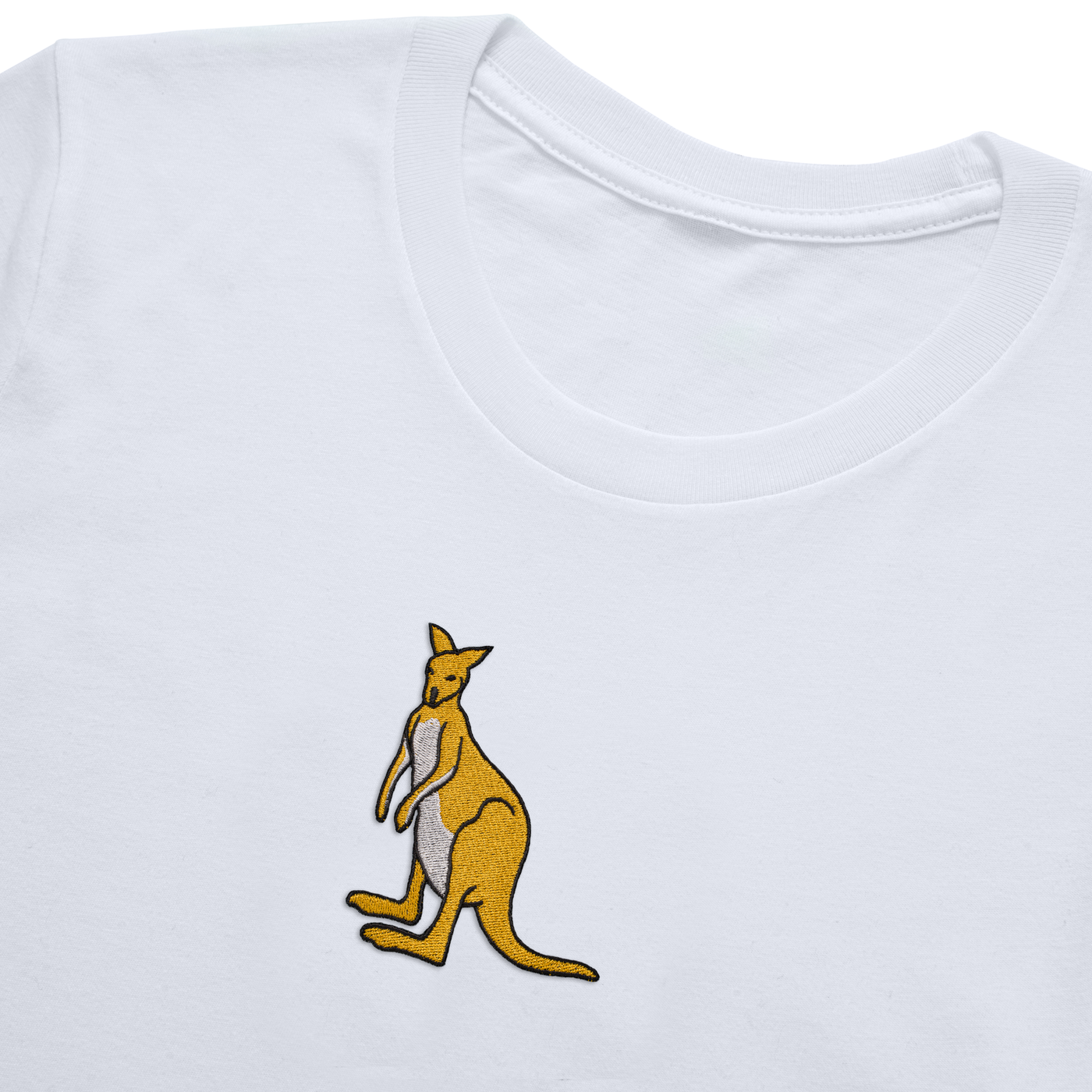 Bobby's Planet Kids Embroidered Kangaroo T-Shirt from Australia Down Under Animals Collection in White Color#color_white