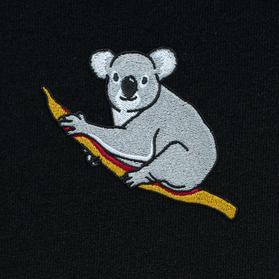 Bobby's Planet Men's Embroidered Koala T-Shirt from Australia Down Under Animals Collection in Black Color#color_black