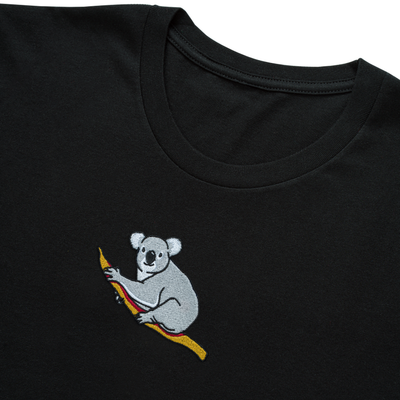 Bobby's Planet Kids Embroidered Koala T-Shirt from Australia Down Under Animals Collection in Black Color#color_black