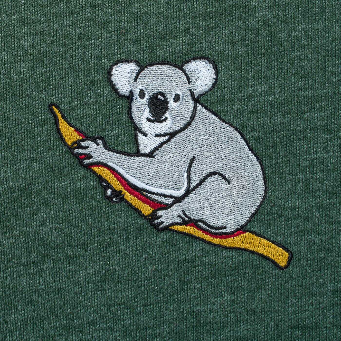Bobby's Planet Men's Embroidered Koala T-Shirt from Australia Down Under Animals Collection in Heather Forest Color#color_heather-forest