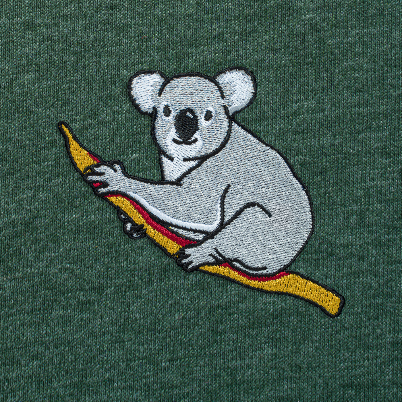 Bobby's Planet Kids Embroidered Koala T-Shirt from Australia Down Under Animals Collection in Heather Forest Color#color_heather-forest