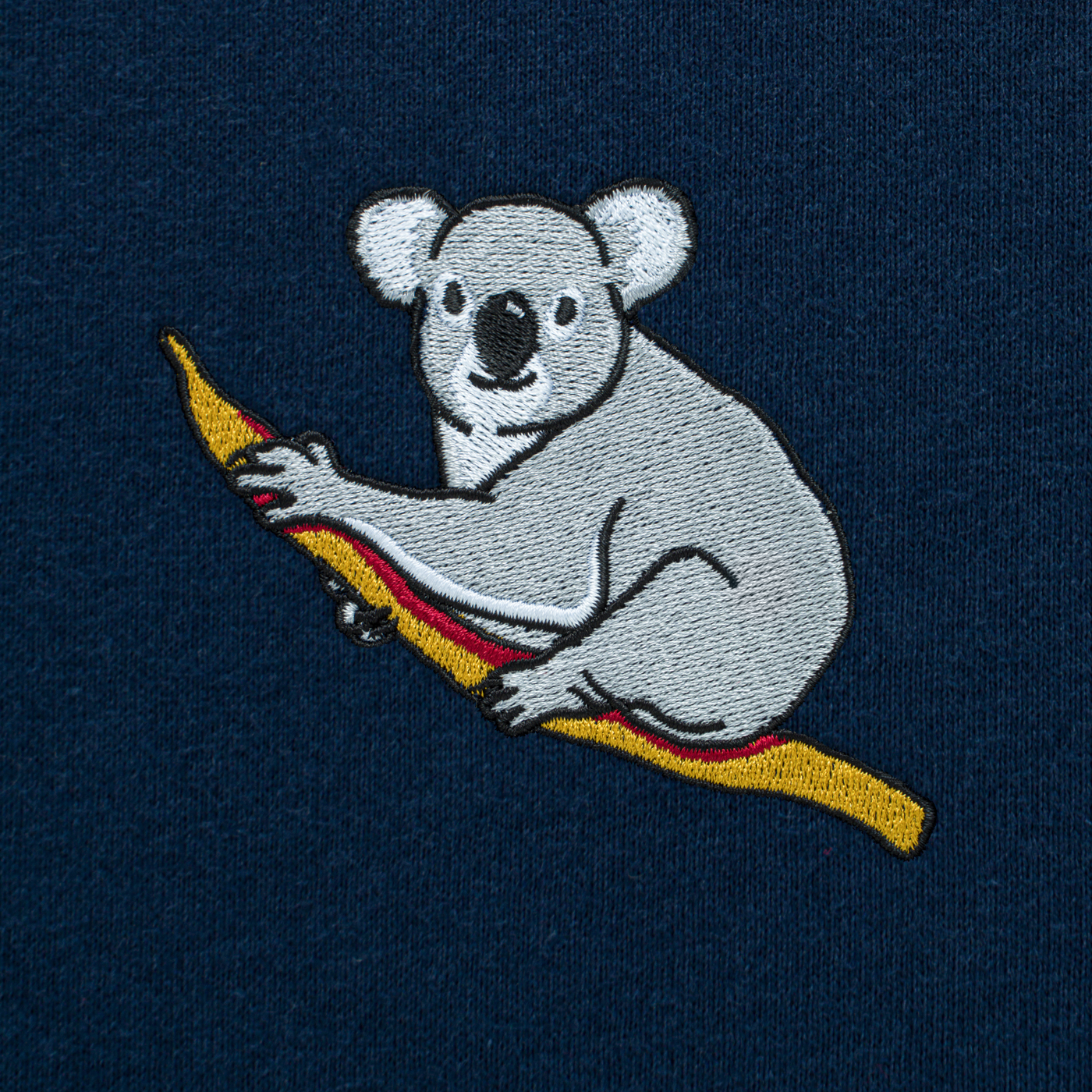 Bobby's Planet Women's Embroidered Koala T-Shirt from Australia Down Under Animals Collection in Navy Color#color_navy