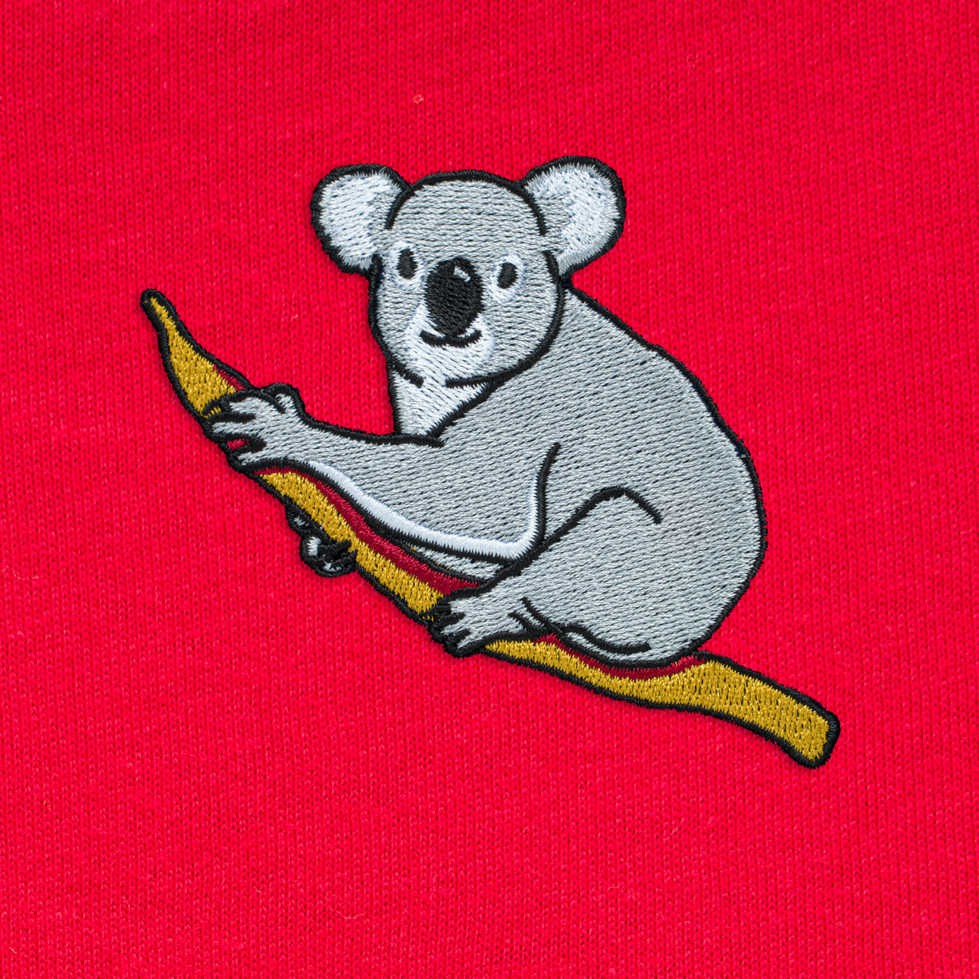 Bobby's Planet Women's Embroidered Koala T-Shirt from Australia Down Under Animals Collection in Red Color#color_red