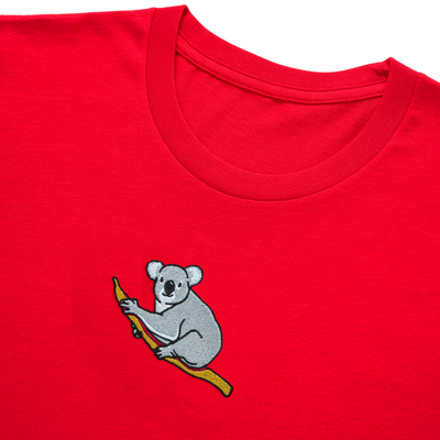 Bobby's Planet Kids Embroidered Koala T-Shirt from Australia Down Under Animals Collection in Red Color#color_red