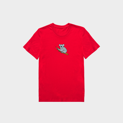 Bobby's Planet Kids Embroidered Koala T-Shirt from Australia Down Under Animals Collection in Red Color#color_red
