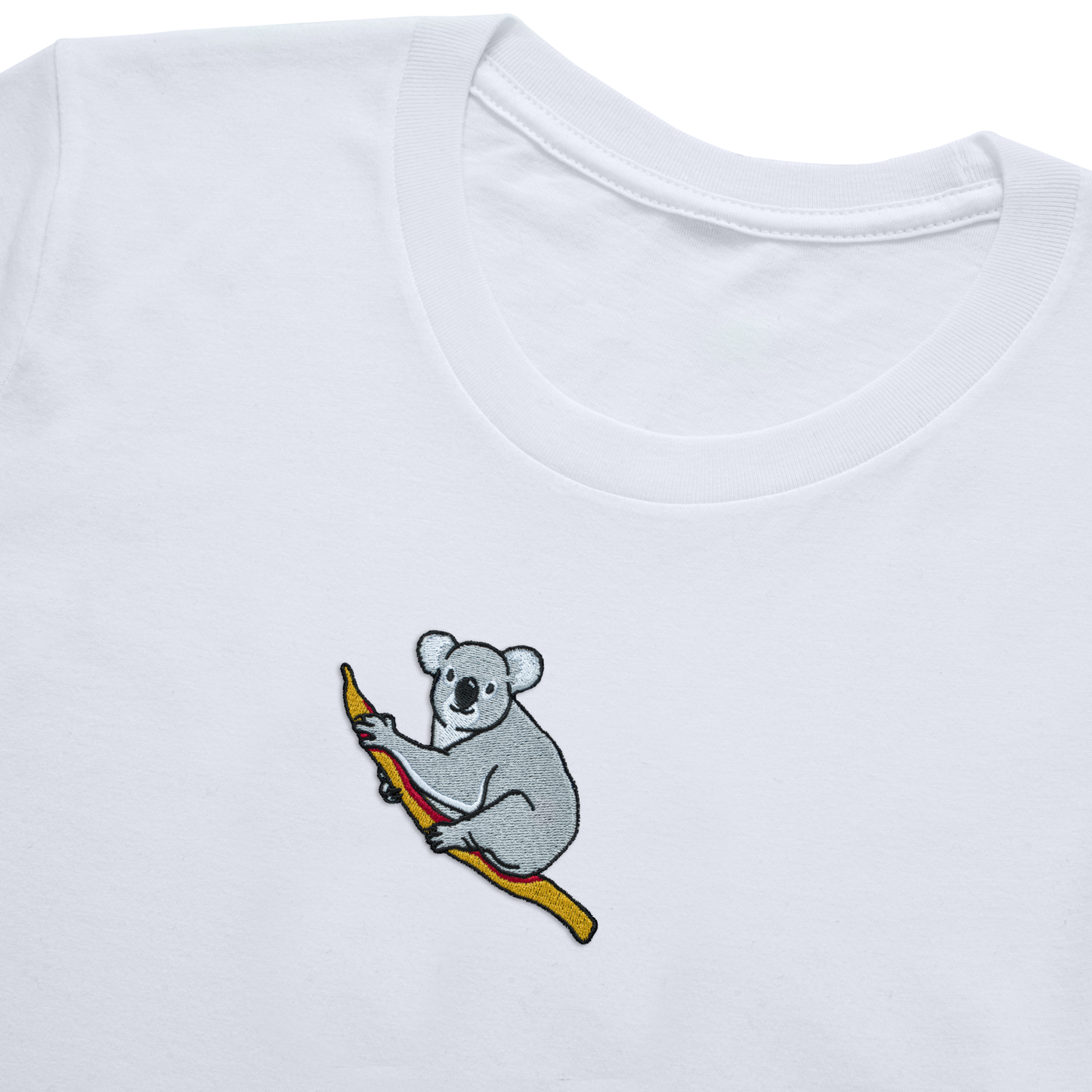 Bobby's Planet Men's Embroidered Koala T-Shirt from Australia Down Under Animals Collection in White Color#color_white