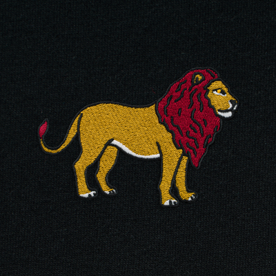 Bobby's Planet Kids Embroidered Lion T-Shirt from African Animals Collection in Black Color#color_black