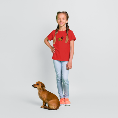 Bobby's Planet Kids Embroidered Lion T-Shirt from African Animals Collection in Red Color#color_red