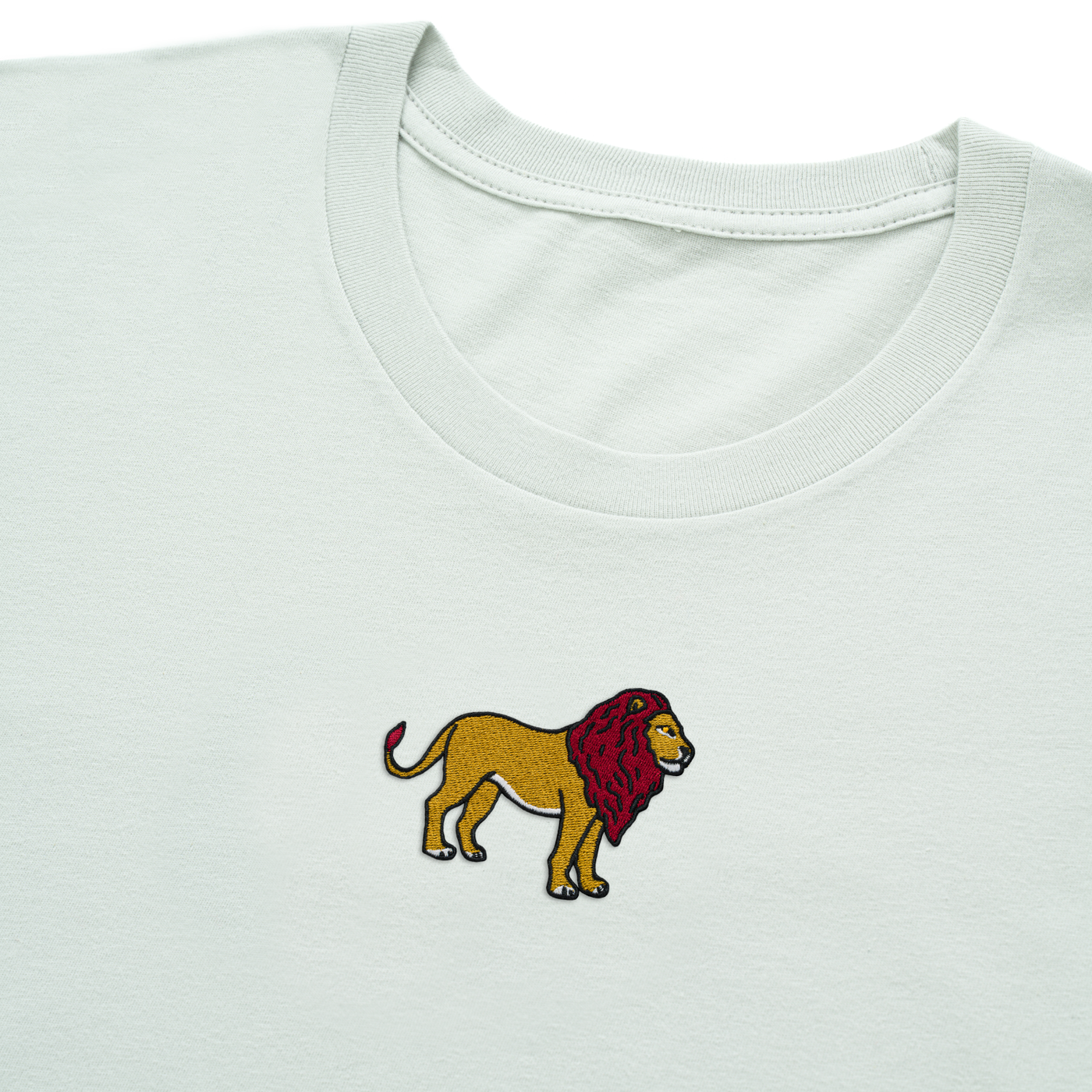 Bobby's Planet Men's Embroidered Lion T-Shirt from African Animals Collection in Silver Color#color_silver