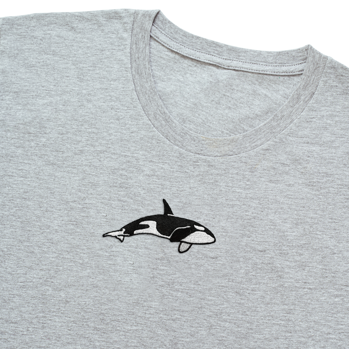 Bobby's Planet Men's Embroidered Orca T-Shirt from Seven Seas Fish Animals Collection in Athletic Heather Color#color_athletic-heather