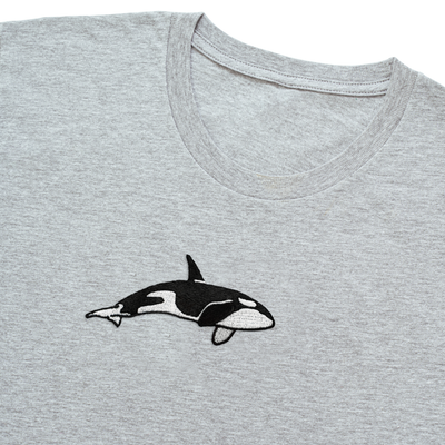 Bobby's Planet Kids Embroidered Orca T-Shirt from Seven Seas Fish Animals Collection in Athletic Heather Color#color_athletic-heather