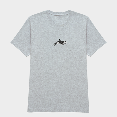 Bobby's Planet Men's Embroidered Orca T-Shirt from Seven Seas Fish Animals Collection in Athletic Heather Color#color_athletic-heather
