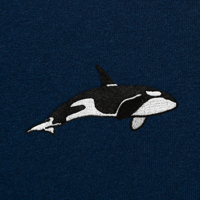 Bobby's Planet Kids Embroidered Orca T-Shirt from Seven Seas Fish Animals Collection in Navy Color#color_navy