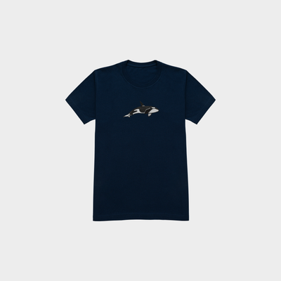 Bobby's Planet Kids Embroidered Orca T-Shirt from Seven Seas Fish Animals Collection in Navy Color#color_navy
