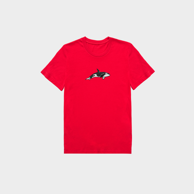 Bobby's Planet Kids Embroidered Orca T-Shirt from Seven Seas Fish Animals Collection in Red Color#color_red