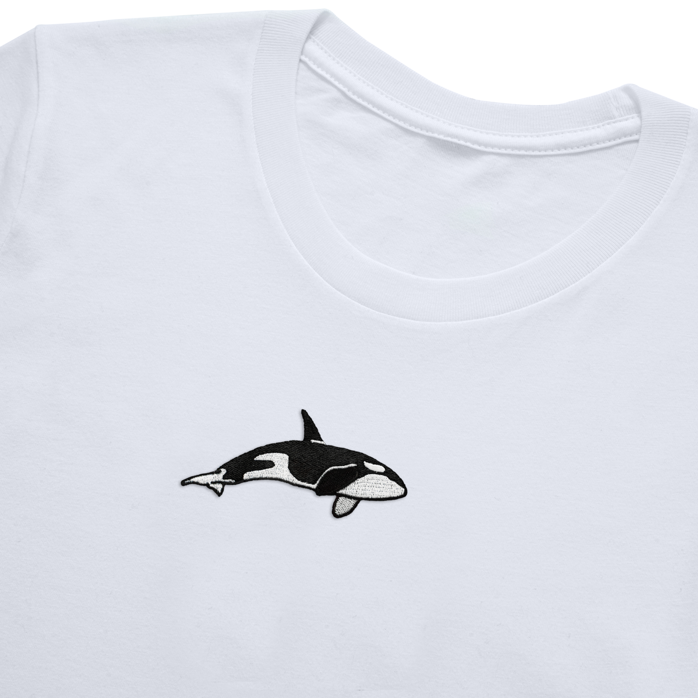 Bobby's Planet Women's Embroidered Orca T-Shirt from Seven Seas Fish Animals Collection in White Color#color_white