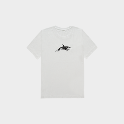 Bobby's Planet Kids Embroidered Orca T-Shirt from Seven Seas Fish Animals Collection in White Color#color_white