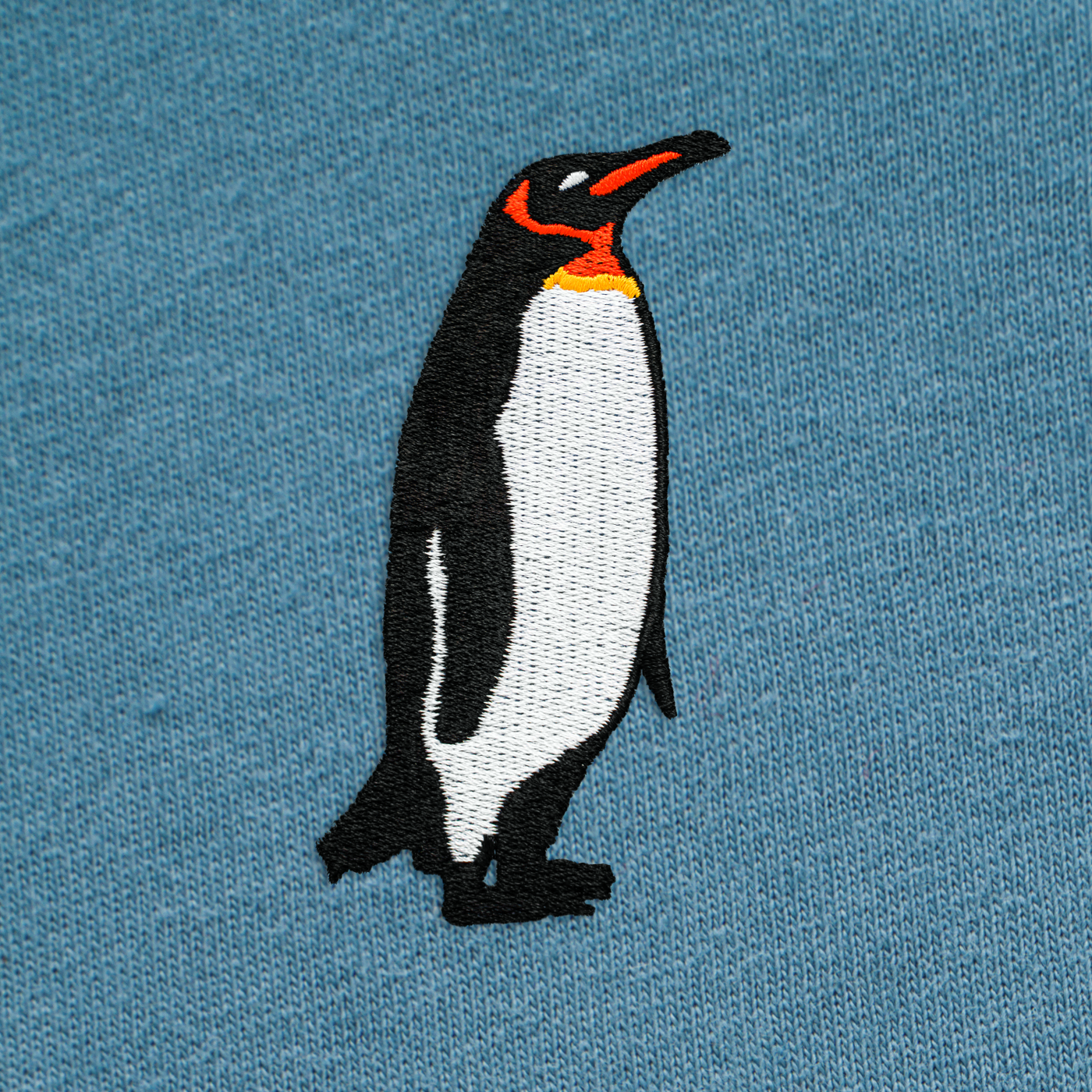 Bobby's Planet Women's Embroidered Penguin T-Shirt from Arctic Polar Animals Collection in Steel Blue Color#color_steel-blue