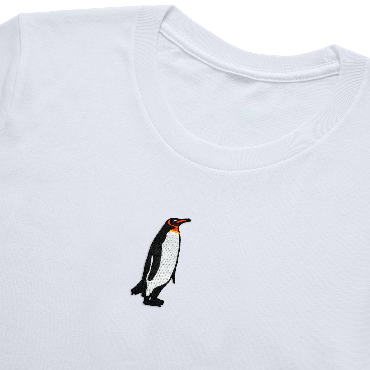 Bobby's Planet Men's Embroidered Penguin T-Shirt from Arctic Polar Animals Collection in White Color#color_white