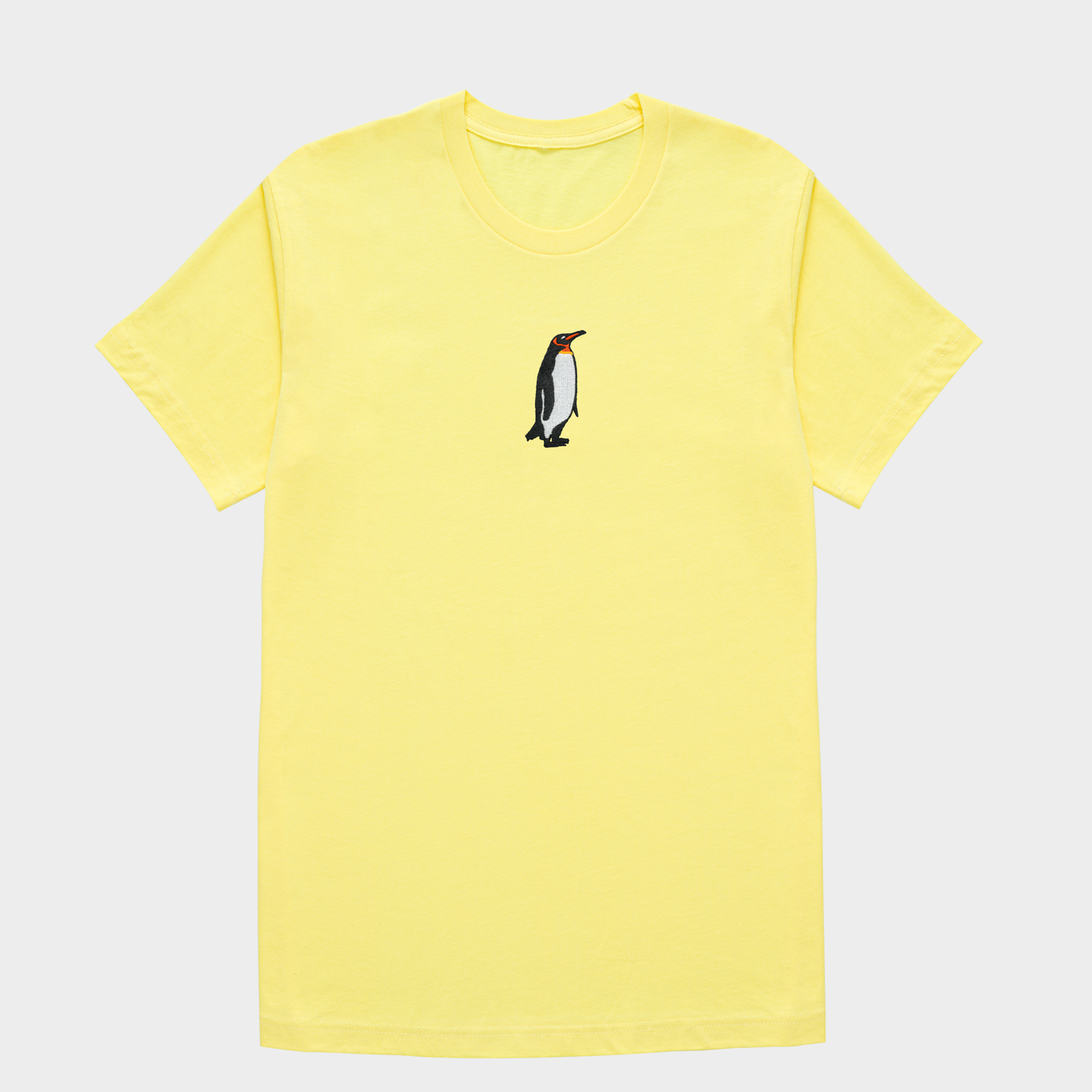 Bobby's Planet Men's Embroidered Penguin T-Shirt from Arctic Polar Animals Collection in Yellow Color#color_yellow