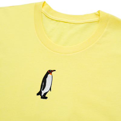 Bobby's Planet Men's Embroidered Penguin T-Shirt from Arctic Polar Animals Collection in Yellow Color#color_yellow