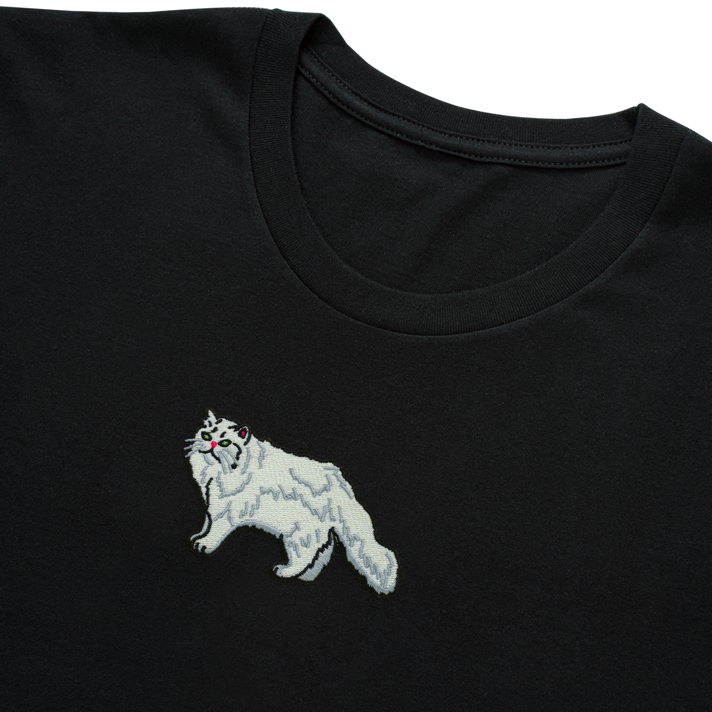Bobby's Planet Kids Embroidered Persian T-Shirt from Paws Dog Cat Animals Collection in Black Color#color_black
