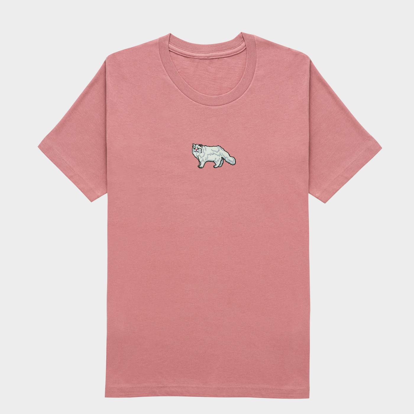 Bobby's Planet Women's Embroidered Persian T-Shirt from Paws Dog Cat Animals Collection in Mauve Color#color_mauve