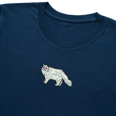 Bobby's Planet Men's Embroidered Persian T-Shirt from Paws Dog Cat Animals Collection in Navy Color#color_navy
