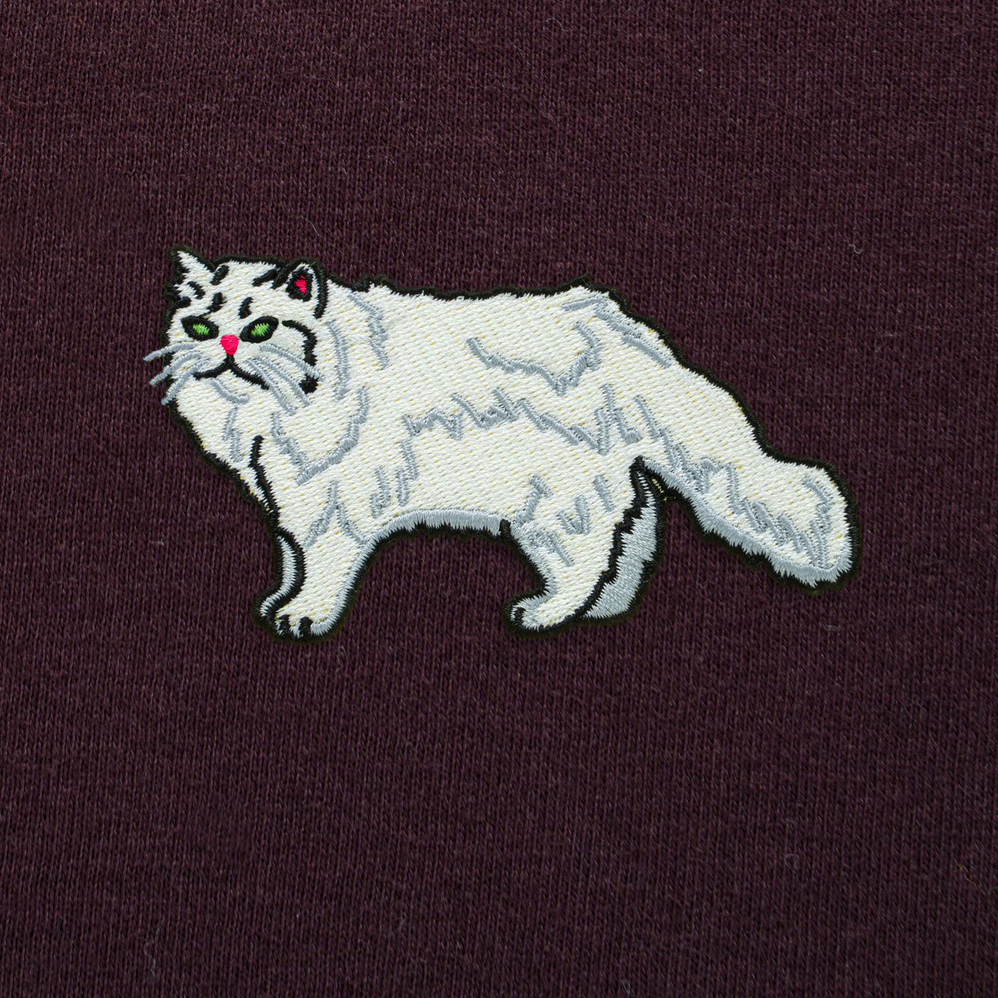 Bobby's Planet Men's Embroidered Persian T-Shirt from Paws Dog Cat Animals Collection in Oxblood Color#color_oxblood