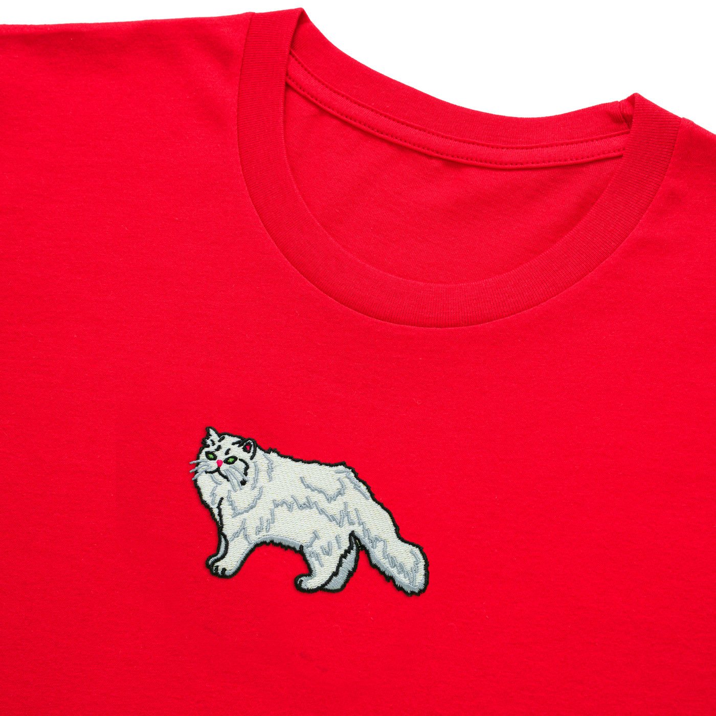 Bobby's Planet Kids Embroidered Persian T-Shirt from Paws Dog Cat Animals Collection in Red Color#color_red