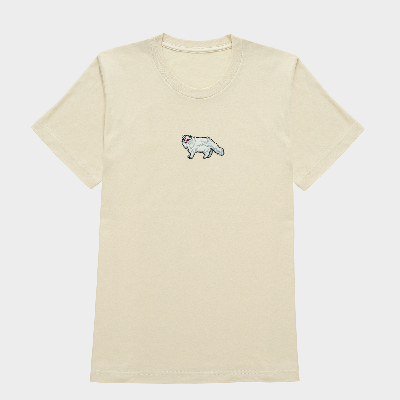 Bobby's Planet Women's Embroidered Persian T-Shirt from Paws Dog Cat Animals Collection in Soft Cream Color#color_soft-cream