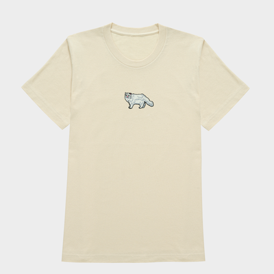 Bobby's Planet Women's Embroidered Persian T-Shirt from Paws Dog Cat Animals Collection in Soft Cream Color#color_soft-cream