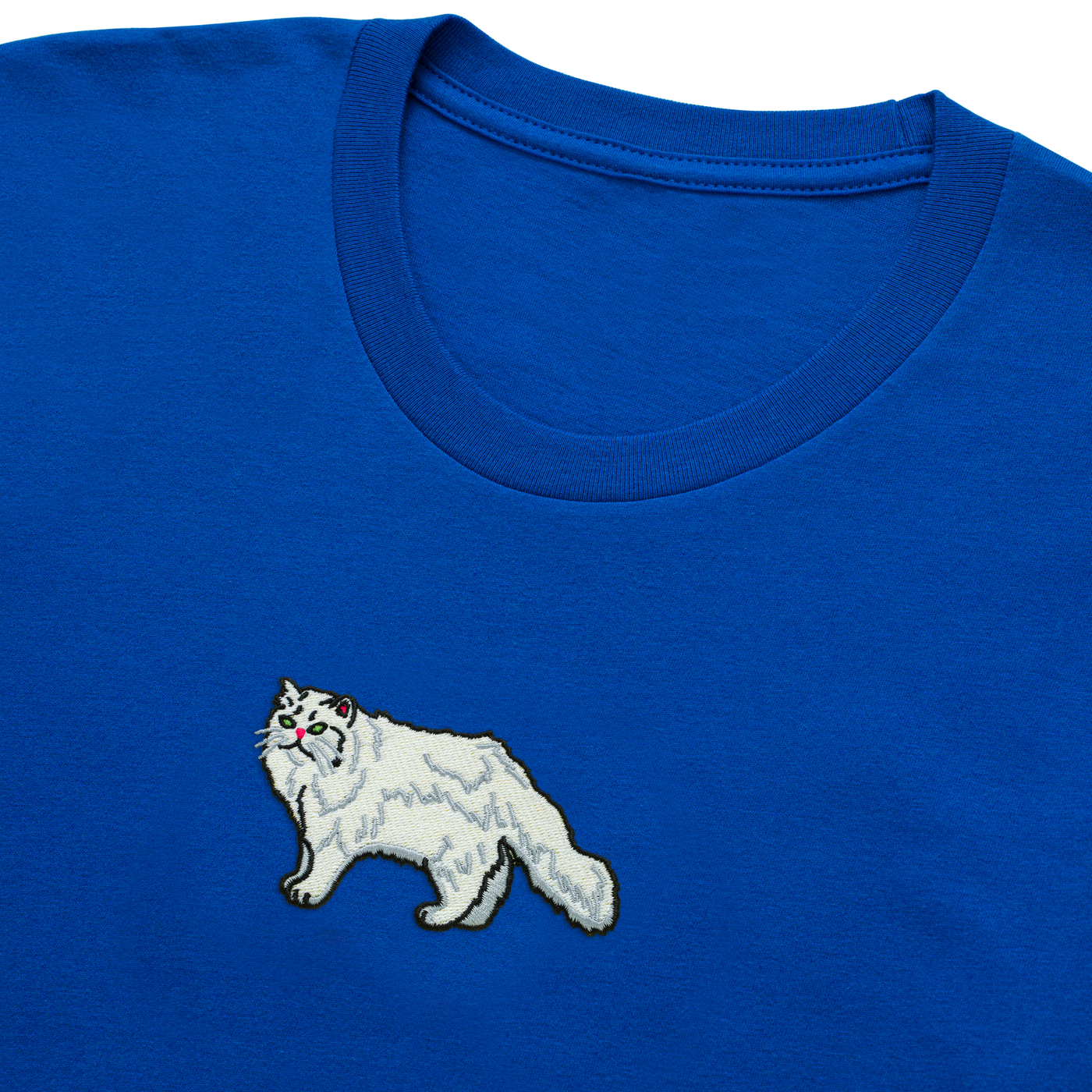 Bobby's Planet Kids Embroidered Persian T-Shirt from Paws Dog Cat Animals Collection in True Royal Color#color_true-royal