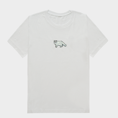 Bobby's Planet Men's Embroidered Persian T-Shirt from Paws Dog Cat Animals Collection in White Color#color_white