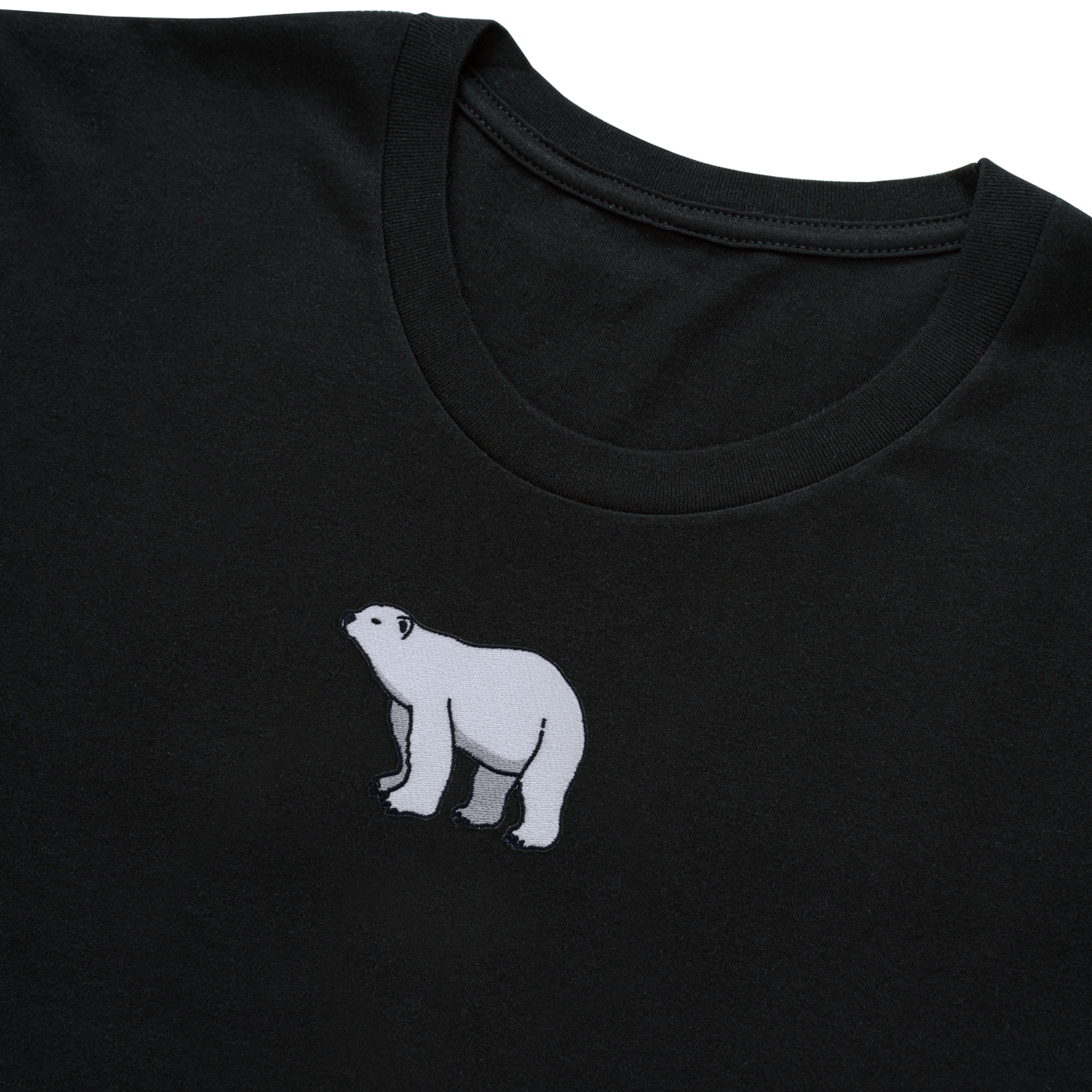 Bobby's Planet Men's Embroidered Polar Bear T-Shirt from Arctic Polar Animals Collection in Black Color#color_black