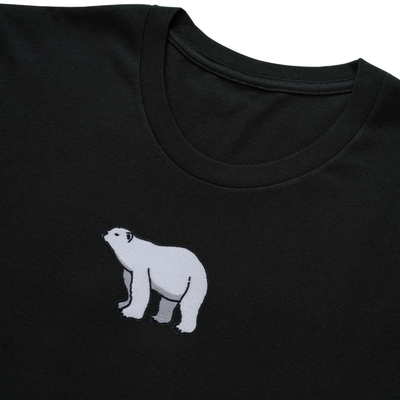 Bobby's Planet Kids Embroidered Polar Bear T-Shirt from Arctic Polar Animals Collection in Black Color#color_black