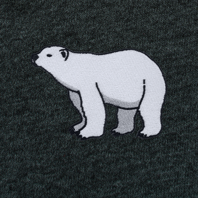 Bobby's Planet Men's Embroidered Polar Bear T-Shirt from Arctic Polar Animals Collection in Dark Grey Heather Color#color_dark-grey-heather
