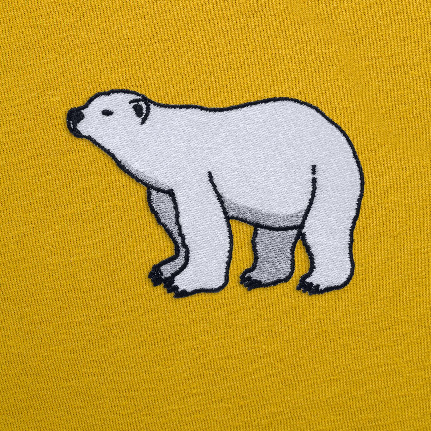 Bobby's Planet Women's Embroidered Polar Bear T-Shirt from Arctic Polar Animals Collection in Mustard Color#color_mustard