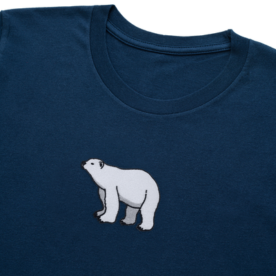 Bobby's Planet Kids Embroidered Polar Bear T-Shirt from Arctic Polar Animals Collection in Navy Color#color_navy