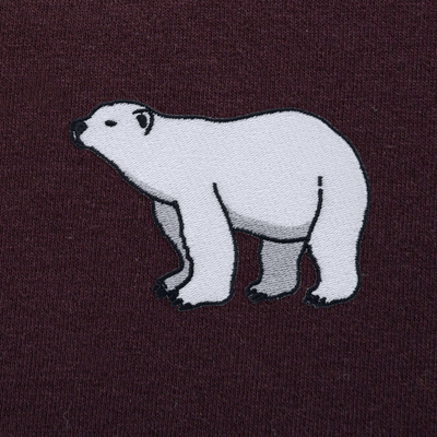 Bobby's Planet Men's Embroidered Polar Bear T-Shirt from Arctic Polar Animals Collection in Oxblood Color#color_oxblood