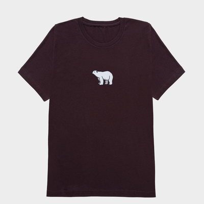 Bobby's Planet Men's Embroidered Polar Bear T-Shirt from Arctic Polar Animals Collection in Oxblood Color#color_oxblood
