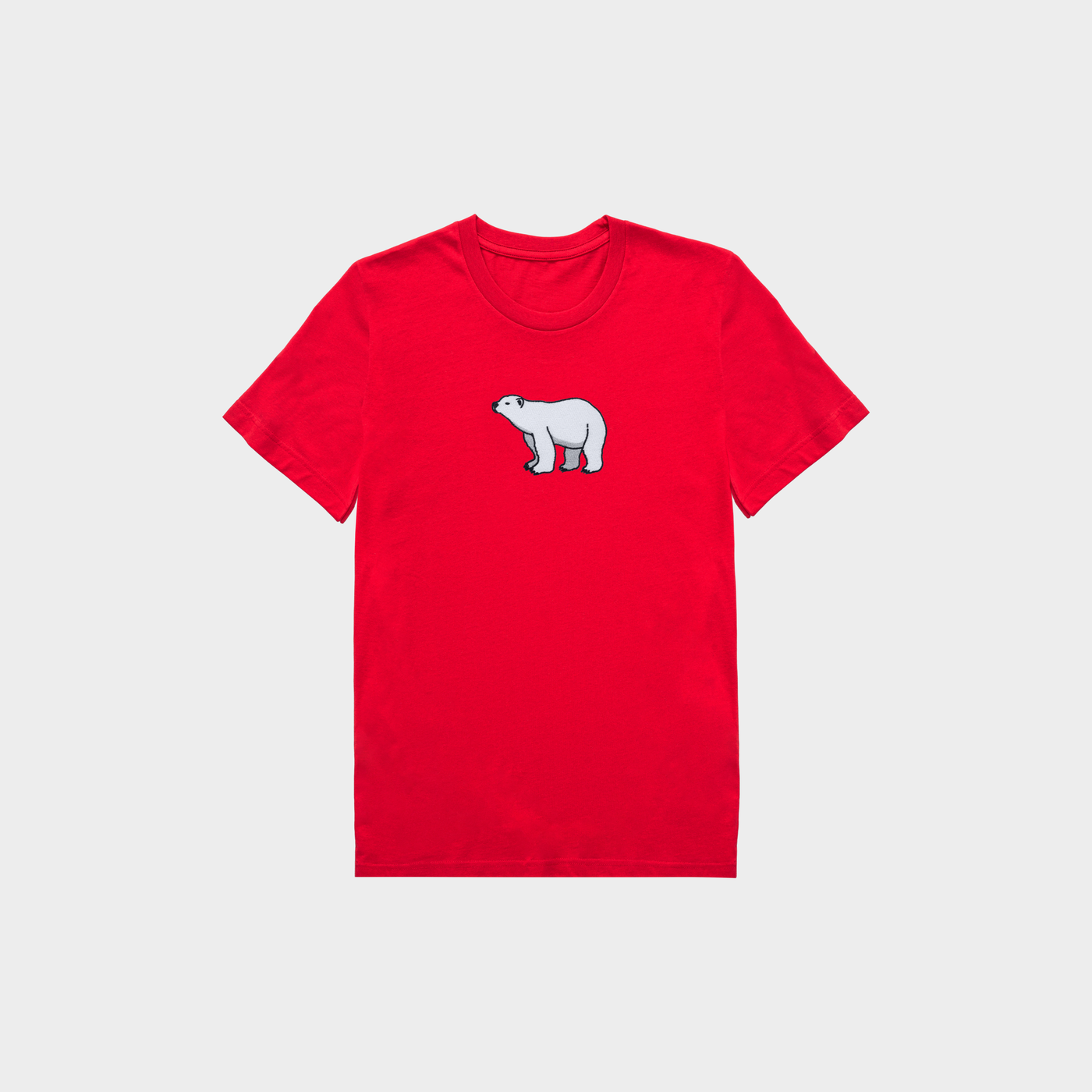 Bobby's Planet Kids Embroidered Polar Bear T-Shirt from Arctic Polar Animals Collection in Red Color#color_red