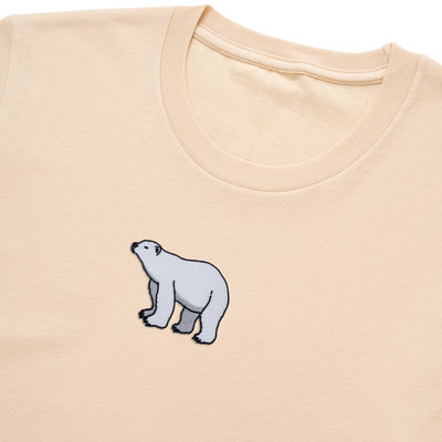 Bobby's Planet Women's Embroidered Polar Bear T-Shirt from Arctic Polar Animals Collection in Soft Cream Color#color_soft-cream