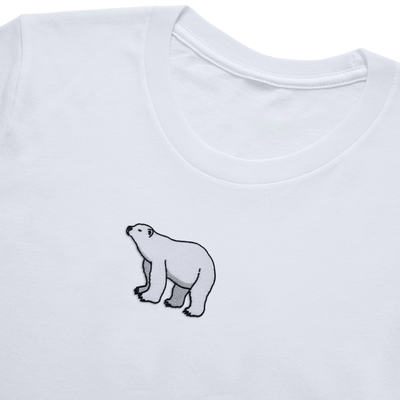 Bobby's Planet Women's Embroidered Polar Bear T-Shirt from Arctic Polar Animals Collection in White Color#color_white