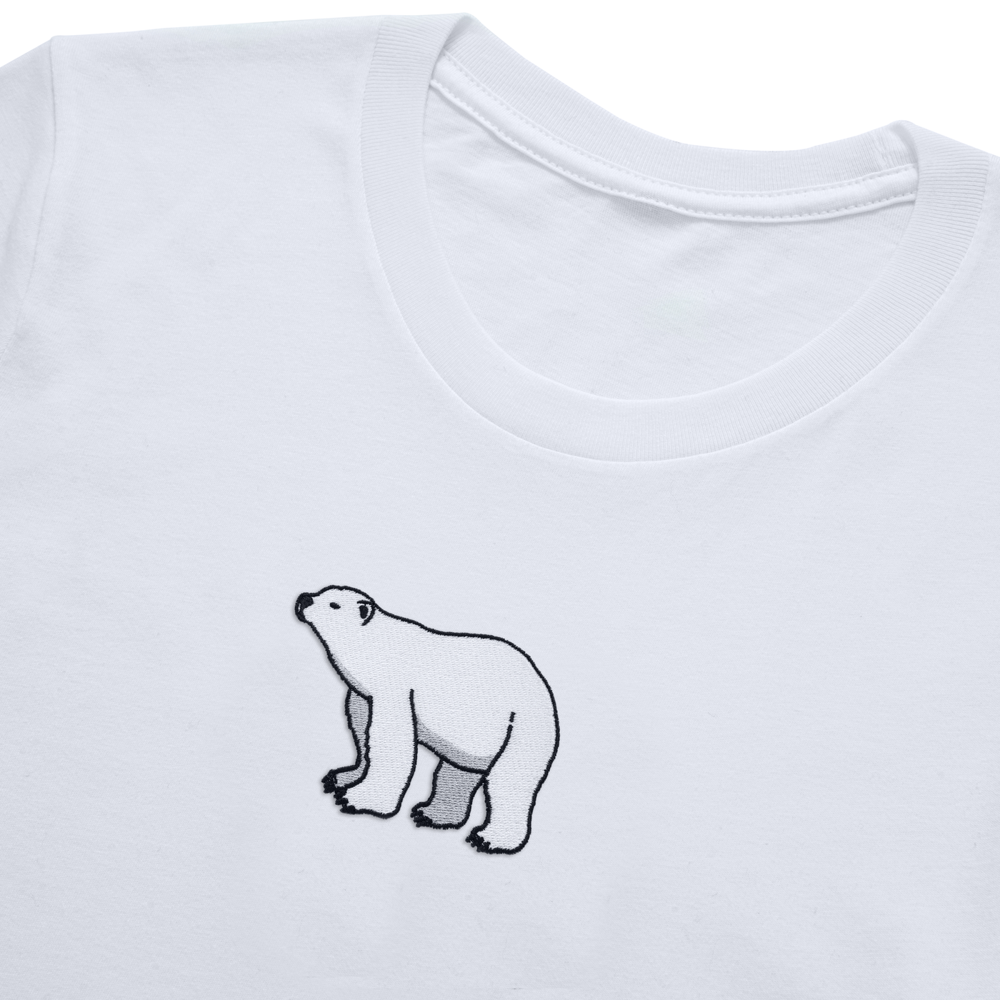 Bobby's Planet Kids Embroidered Polar Bear T-Shirt from Arctic Polar Animals Collection in White Color#color_white