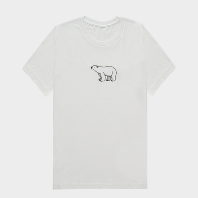 Bobby's Planet Men's Embroidered Polar Bear T-Shirt from Arctic Polar Animals Collection in White Color#color_white