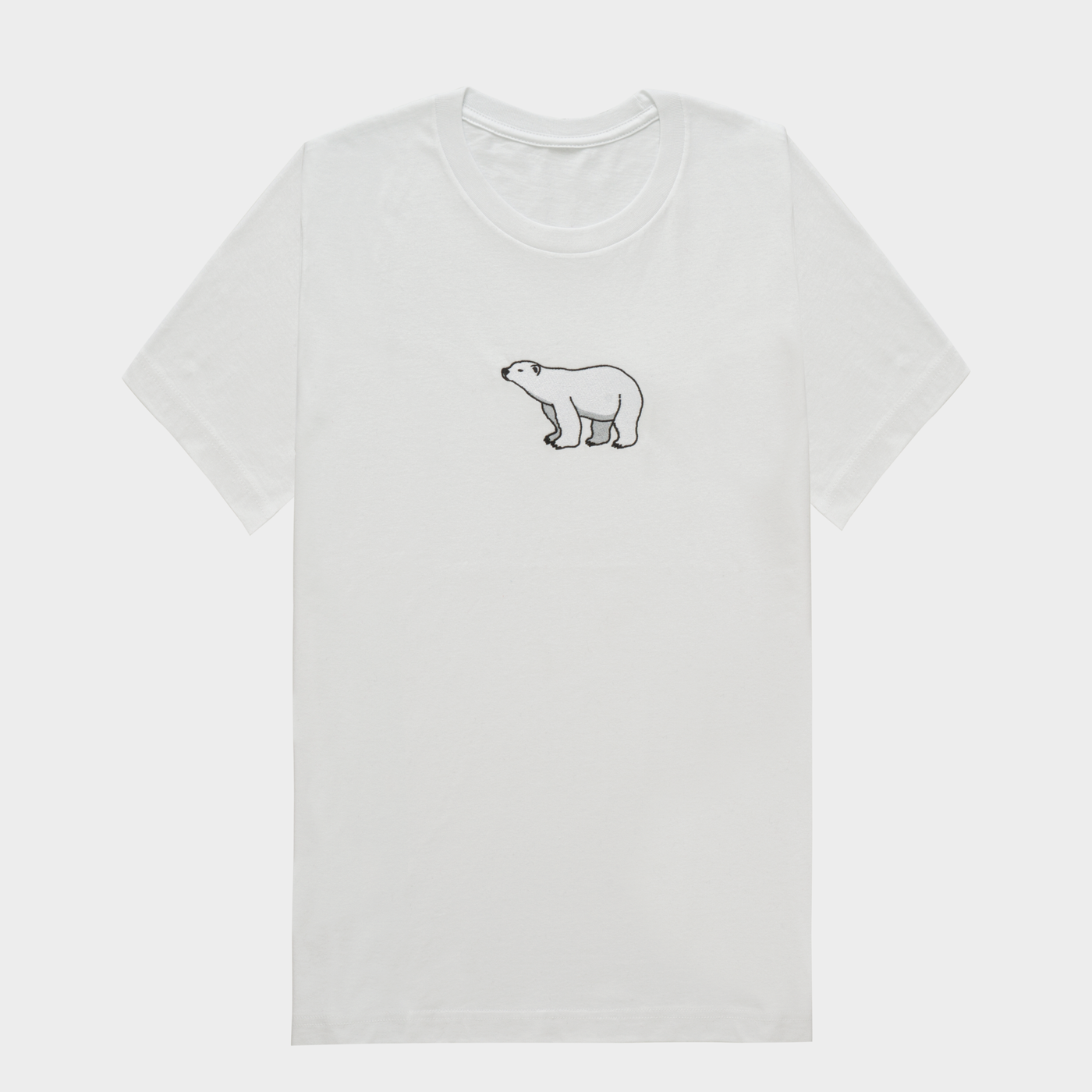 Bobby's Planet Women's Embroidered Polar Bear T-Shirt from Arctic Polar Animals Collection in White Color#color_white