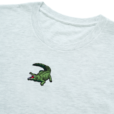 Bobby's Planet Men's Embroidered Saltwater Crocodile T-Shirt from Australia Down Under Animals Collection in Ash Color#color_ash