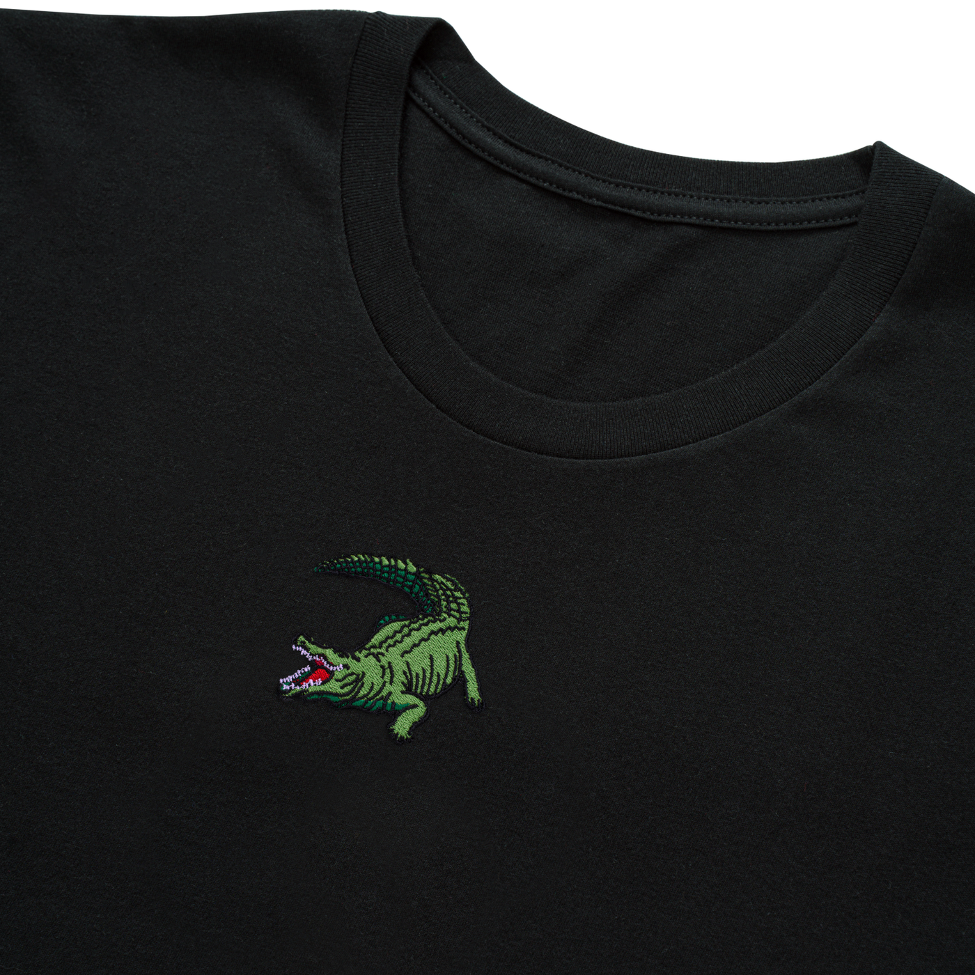 Bobby's Planet Men's Embroidered Saltwater Crocodile T-Shirt from Australia Down Under Animals Collection in Black Color#color_black